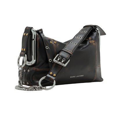 THE SCENE MEDIUM SHOULDER BAG IN STUDDED DISTRESSED LEATHER